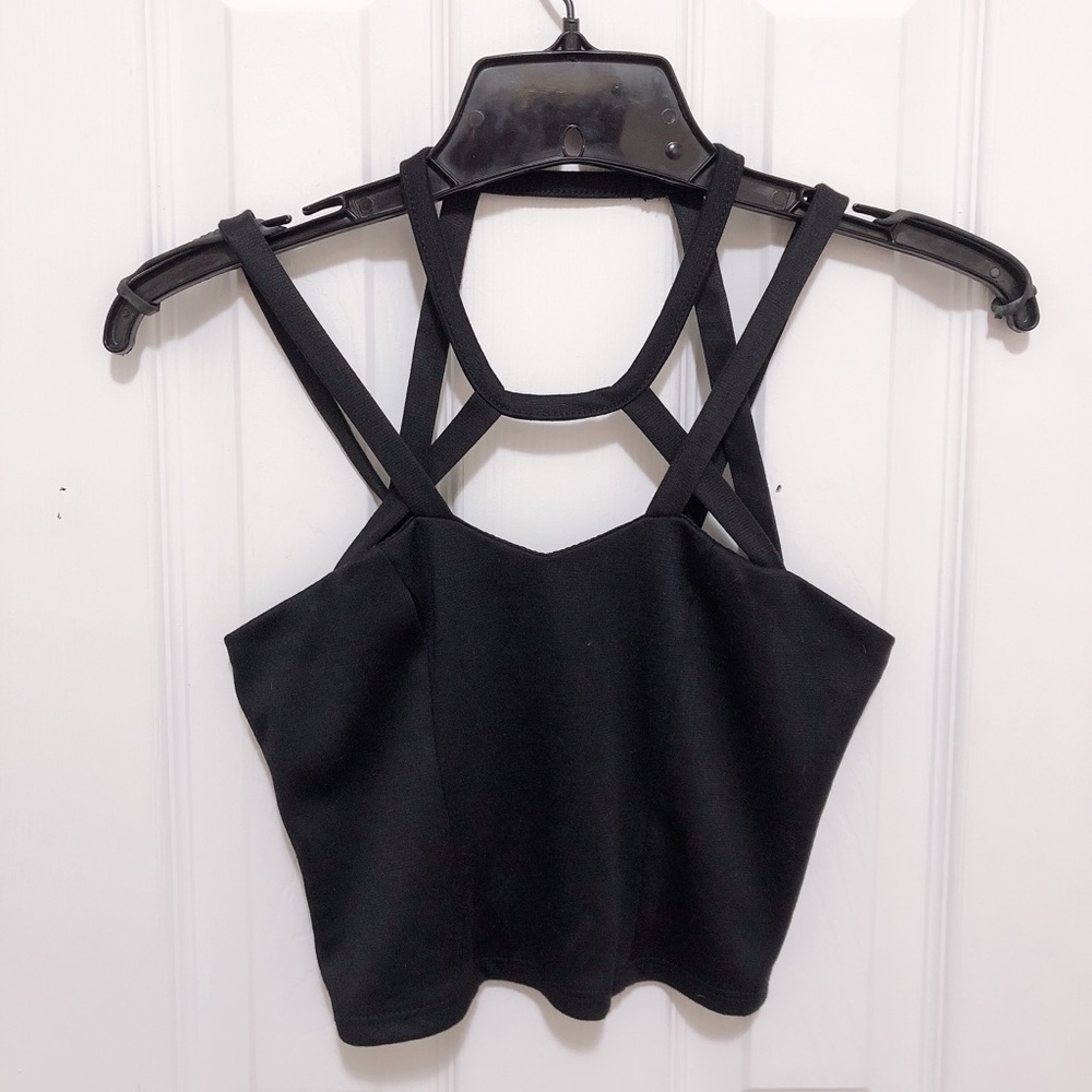 Black caged crop top